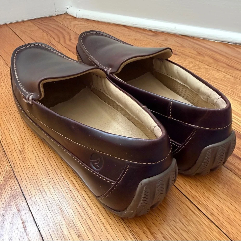 Sperry Hampden Venetian Amaretto Brown Leather Loafers Driving Shoes Size 7